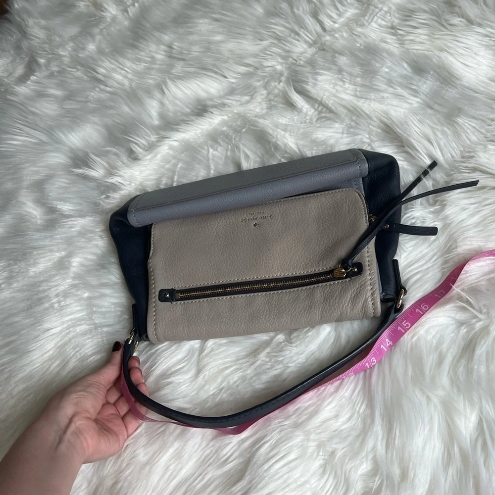 Kate Spade NWOT dark blue, light blue, & light gray boho leather handbag